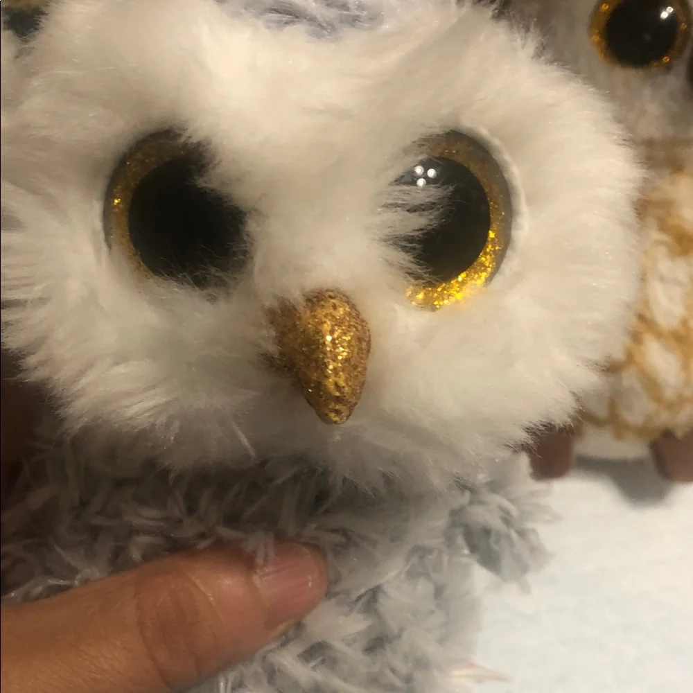 Ty Plush Owl Trio - White, Gray, Yellow, and Brown